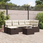 vidaXL Ensemble de canapé de jardin avec coussin 7 Pièces Marron et crème