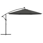 vidaXL Parasol de jardin en porte-à-faux et lumières LED mât en métal