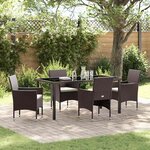 vidaXL Ensemble de salle à manger pour jardin 5 Pièces Marron Poly rotin