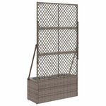 vidaXL Bac à fleurs avec Treillis Gris 70 x 30 x 135 cm polyrotin