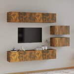 vidaXL Ensemble de meubles TV 6 Pièces Chêne fumé Bois d'ingénierie