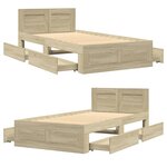 vidaXL Cadre de lit et tête de lit sans matelas chêne sonoma 90x190 cm