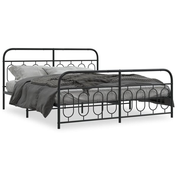 vidaXL Cadre de lit métal sans matelas avec pied de lit noir 183x213cm