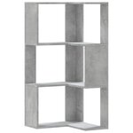 vidaXL Bibliothèque d'angle à 3 niveaux gris béton bois d'ingénierie