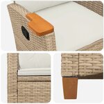 vidaXL Chaise inclinable avec plateau à thé 62 x 64 x 112 cm polyrotin