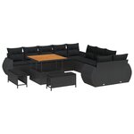 vidaXL Ensemble de canapés de jardin  13 pièces avec coussins en poly rotin noir et acacia.