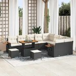 vidaXL Ensemble de canapé de jardin avec coussin 12 Pièces Noir et crème