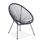 Fauteuil design en forme d'oeuf - cordage en plastique noir MANA