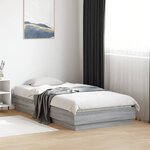 vidaXL Cadre de lit avec lumières LED sonoma gris 90x190 cm