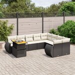 vidaXL Salon de jardin 10 Pièces avec coussins noir résine tressée