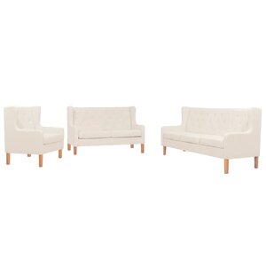 vidaXL Ensemble de canapés 3 Pièces tissu blanc crème