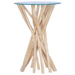 vidaXL Table basse avec dessus en verre 35x35x50cm Bois de teck massif