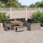 vidaXL Ensemble de canapé de jardin 13 Pièces Gris polyrotin