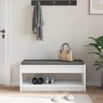 vidaXL Banc d'entrée avec coussin avec étagère Blanc 103 x 38 x 45 cm