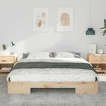 vidaXL Cadre de lit surélevé Marron 200 x 200 cm Bois massif en pin