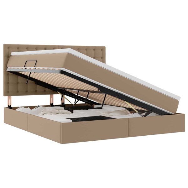 vidaXL Lit avec rangement et LED Cappuccino 180 x 200 cm Simili cuir
