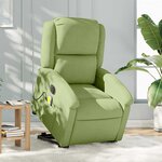vidaXL Fauteuil inclinable de massage électrique vert clair velours
