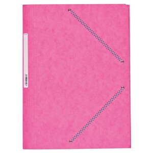 Chemise Carte Lustée 24 x 32 cm à rabats avec élastique et étiquette de dos Rose COUTAL