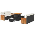 vidaXL Ensemble de canapé de jardin avec coussin 9 Pièces Noir et Crème
