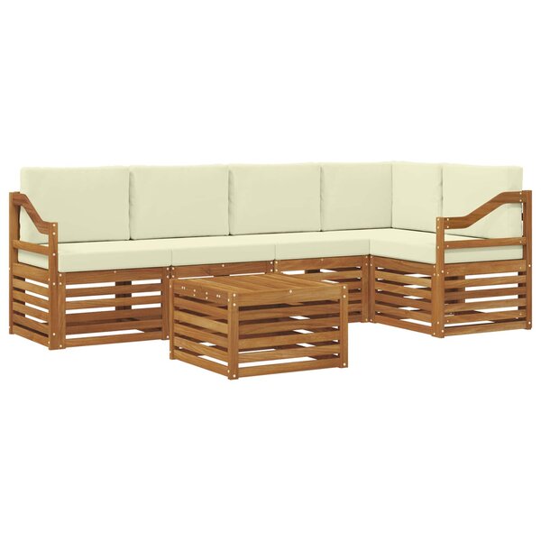 vidaXL Ensemble de canapé d'angle avec coussin 6 Pièces Naturel et Crème