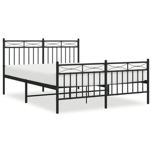 vidaXL Cadre de lit métal sans matelas avec pied de lit noir 140x190cm