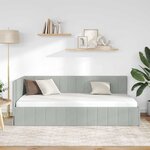 vidaXL Cadre de lit d'angle Gris clair 90 cm x 190 cm Velours