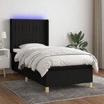 vidaXL Sommier à lattes de lit matelas et LED Noir 80x200cm Tissu