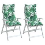 vidaXL Coussins de chaise à dossier haut lot de 2 modèle de feuille