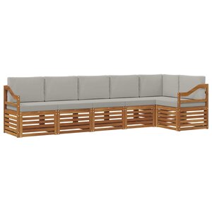 vidaXL Ensemble de canapés d'extérieur 6 pc Gris Naturel et Clair