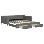 vidaXL Lit de jour avec gigogne et tiroirs gris foncé 100x200 cm tissu