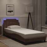 vidaXL Cadre de lit avec lumières LED marron 90x200 cm similicuir