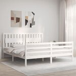 vidaXL Cadre de lit avec tête de lit blanc Super King Size bois massif