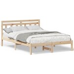 vidaXL Cadre de lit avec tête de lit Marron Bois de pin