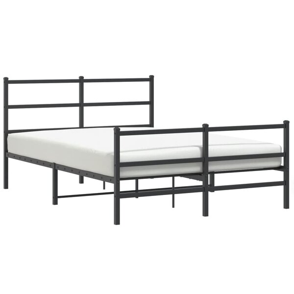 vidaXL Cadre de lit métal sans matelas avec pied de lit noir 135x190cm