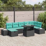vidaXL Ensemble de canapé de jardin 8 Pièces Noir polyrotin