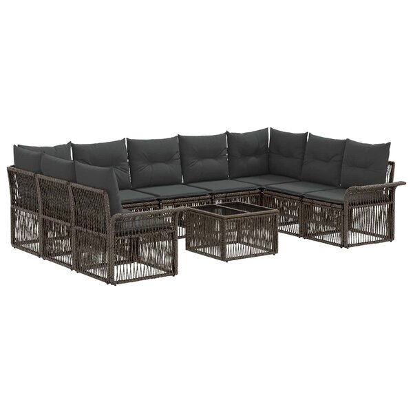 vidaXL Ensemble de canapé de jardin 10 pc Gris polyrotin