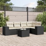 vidaXL Salon de jardin 6 Pièces avec coussins noir résine tressée