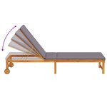 Chaise longue vidaXL avec table et coussin en bois massif d'acacia