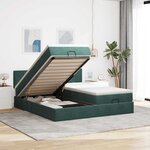 vidaXL Cadre de lit ottoman avec matelas vert foncé 200x200 cm velours