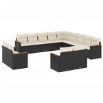 vidaXL Salon de jardin avec coussins 13 Pièces noir résine tressée