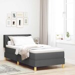 vidaXL Lit à Ressorts avec matelas Gris foncé 90 x 200 cm tissu