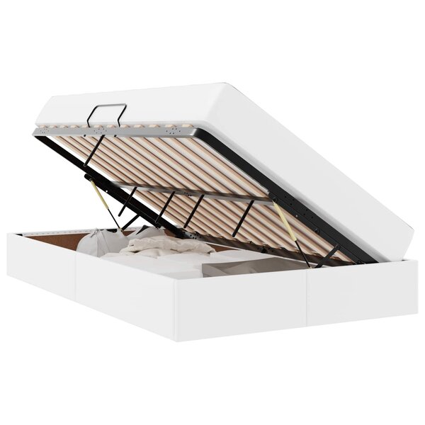 vidaXL Lit avec rangement et matelas avec matelas 2 Pièces Blanc Cuir