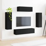 vidaXL Meuble TV 5 Pièces Noir