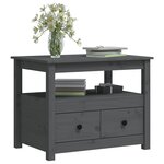 vidaXL Table basse Gris 71x49x55 cm Bois massif de pin