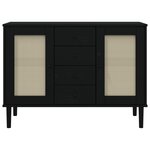 vidaXL Buffet SENJA aspect rotin noir 112x40x80cm bois massif de pin