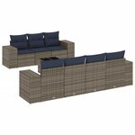 vidaXL Salon de jardin 8 Pièces avec coussins gris résine tressée