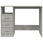 vidaXL Bureau avec tiroirs Gris béton 102x50x76 cm Bois d'ingénierie