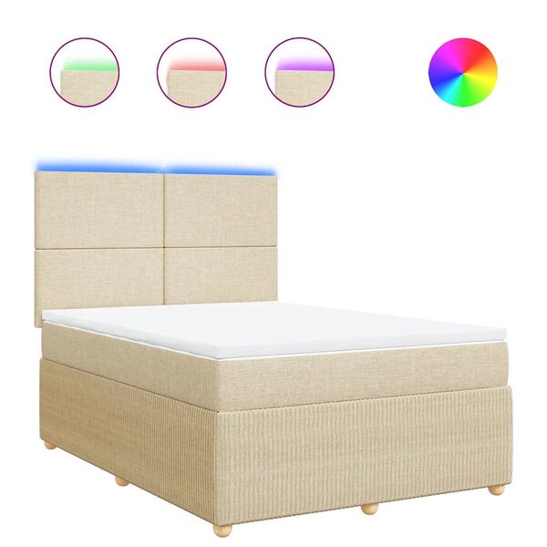 vidaXL Sommier à lattes de lit avec matelas Crème 160x200 cm Tissu