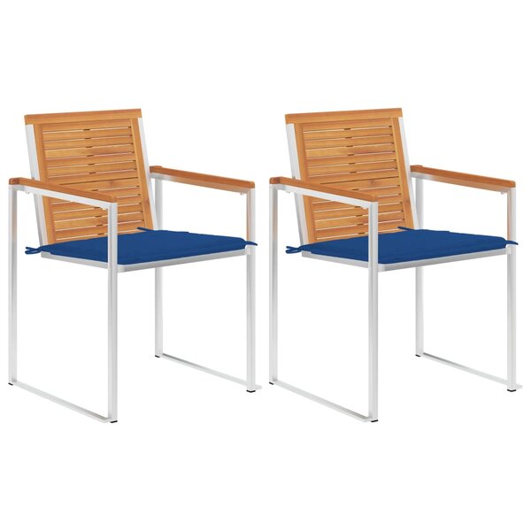 vidaXL Chaises de jardin avec coussins 2 Pièces Acacia solide et acier