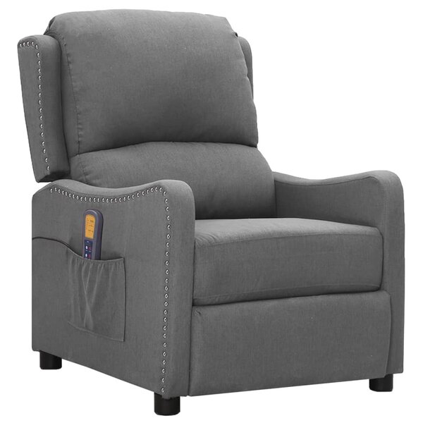 vidaXL Fauteuil de massage Gris clair Tissu